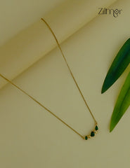 Gold Tone Green color Stone Pendant Simple Necklace-ZF1012135