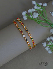 SG1011963 - Gold Plated Navaratna Stone Bangle (pair)