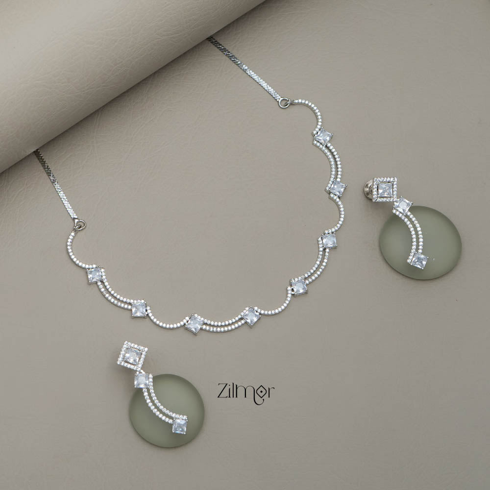 KL101214 - AD Stone Necklace with Earring set