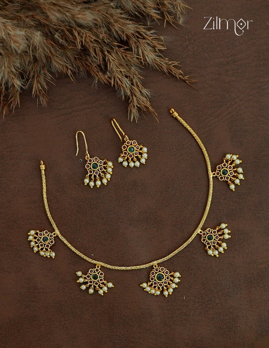 Attigai Antique Necklace Set with Matching Earrings | NV1012698