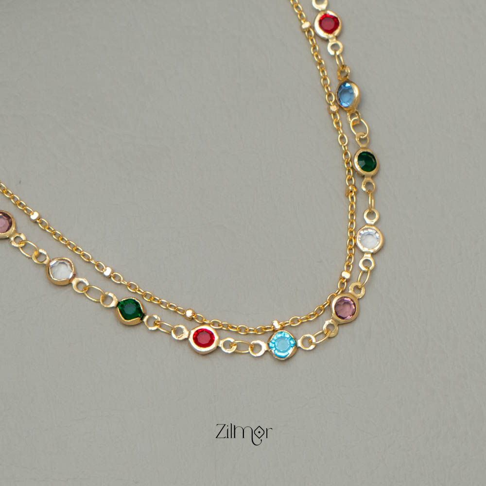 KY101775 - Double layer AD Stone Necklace