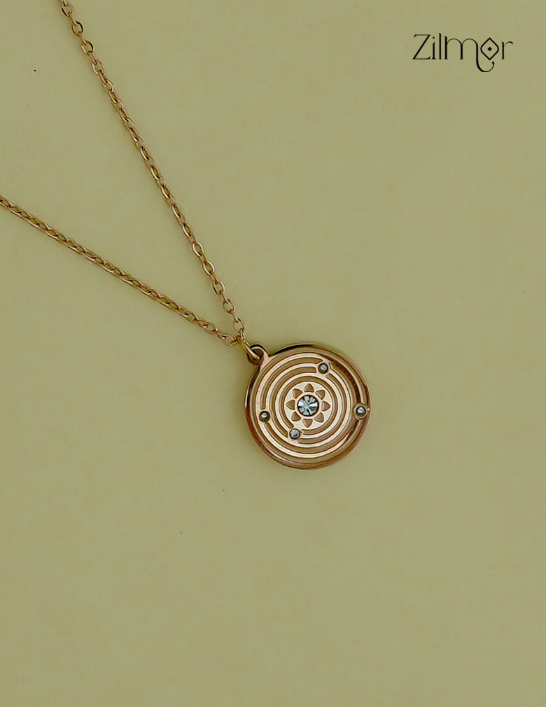 Rose Gold Ad Stone Pendant Simple Necklace-ZF1012108