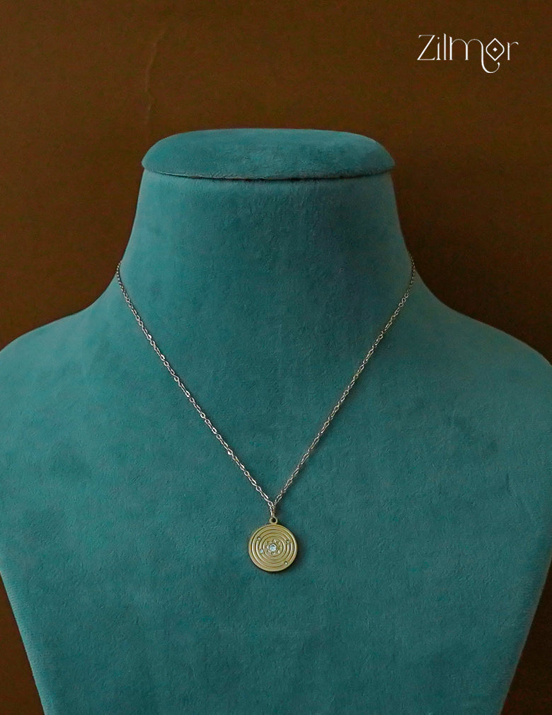 Rose Gold Ad Stone Pendant Simple Necklace-ZF1012108