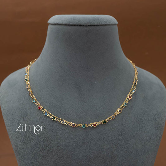 KY101775 - Double layer AD Stone Necklace