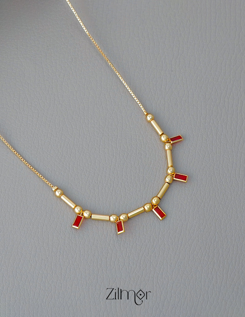 PE1011667  - Gold tone Simple Stone Necklace (color option) 4-Zilmor