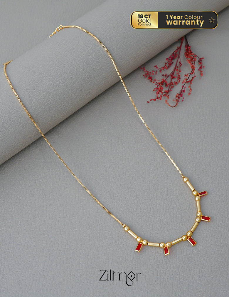 PE1011667  - Gold tone Simple Stone Necklace (color option) 1-Zilmor