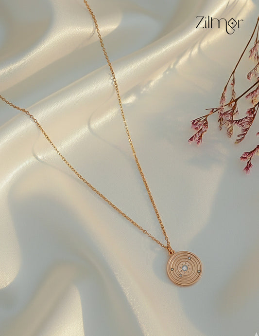Rose Gold Ad Stone Pendant Simple Necklace-ZF1012108