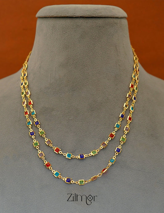 KT1011678 - Semi Precious Stone double layer Long Necklace (color option)