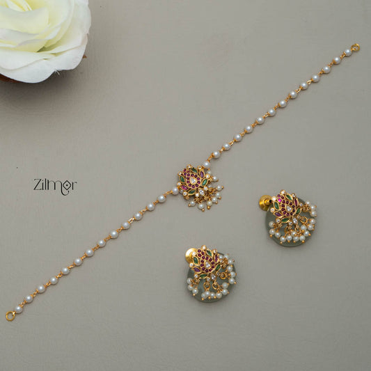 SN200102 - Kemp Pendant Pearl Choker Earrings Set