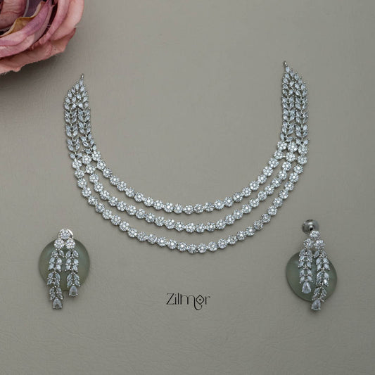 SN101062 - AD Stone Necklace with Earring set