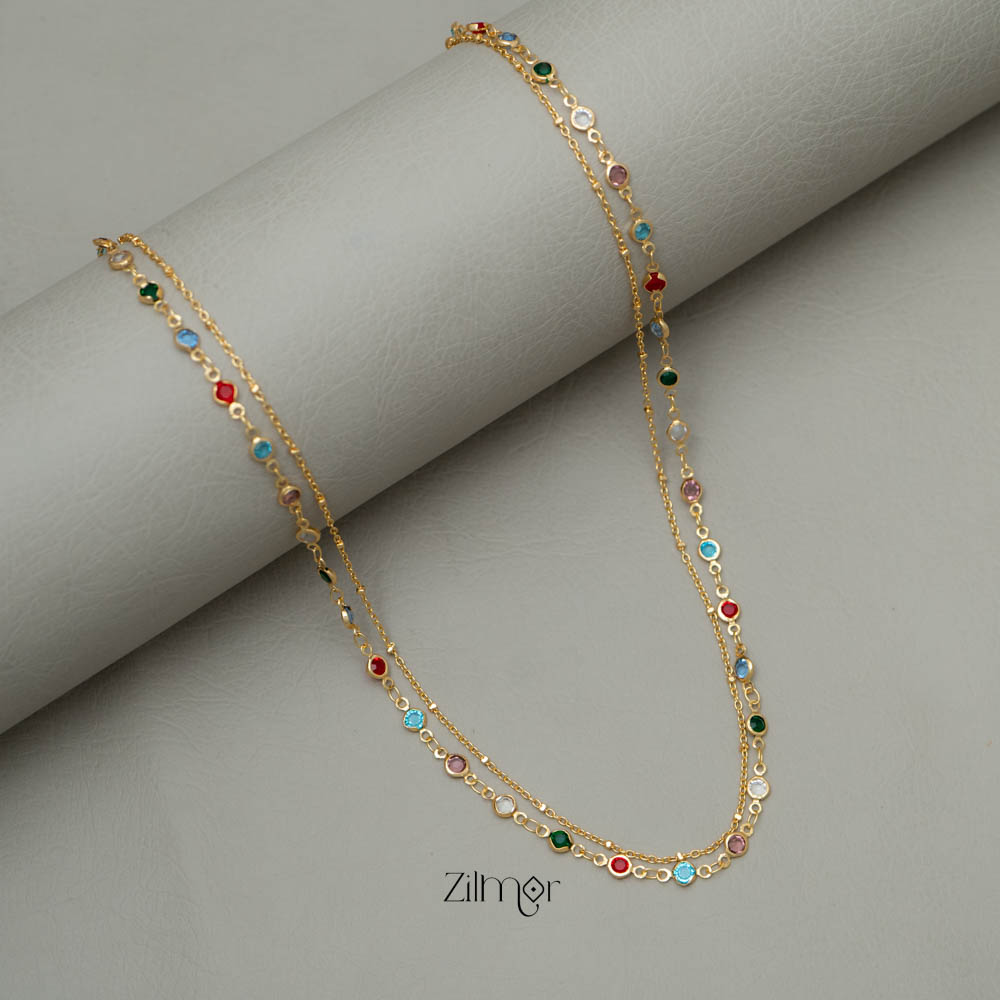 KY101775 - Double layer AD Stone Necklace