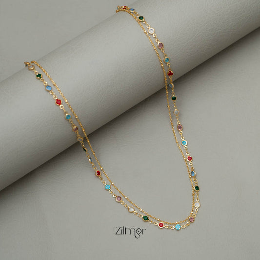 KY101775 - Double layer AD Stone Necklace