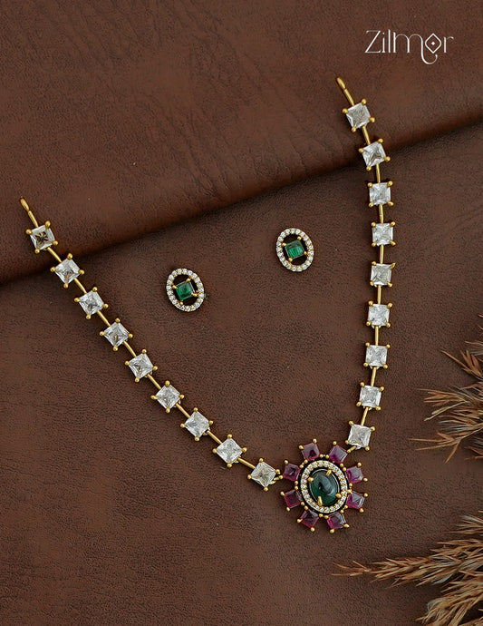 Premium Antique Necklace Set with Matching Earrings - NV1012749