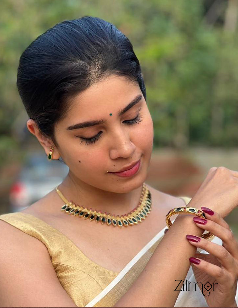 PP100145 - Gold tone Nagapadam Necklace Earring set (color option) 4-Zilmor