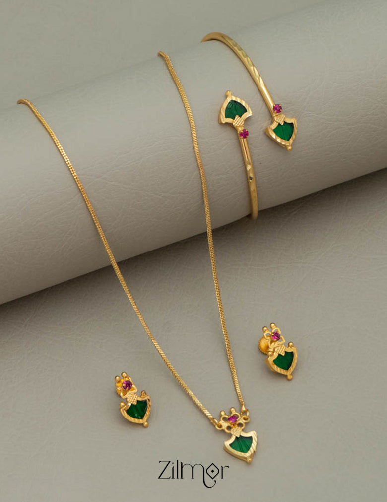 Simple Palakka Necklace Set with Matching Bangle 3-Zilmor