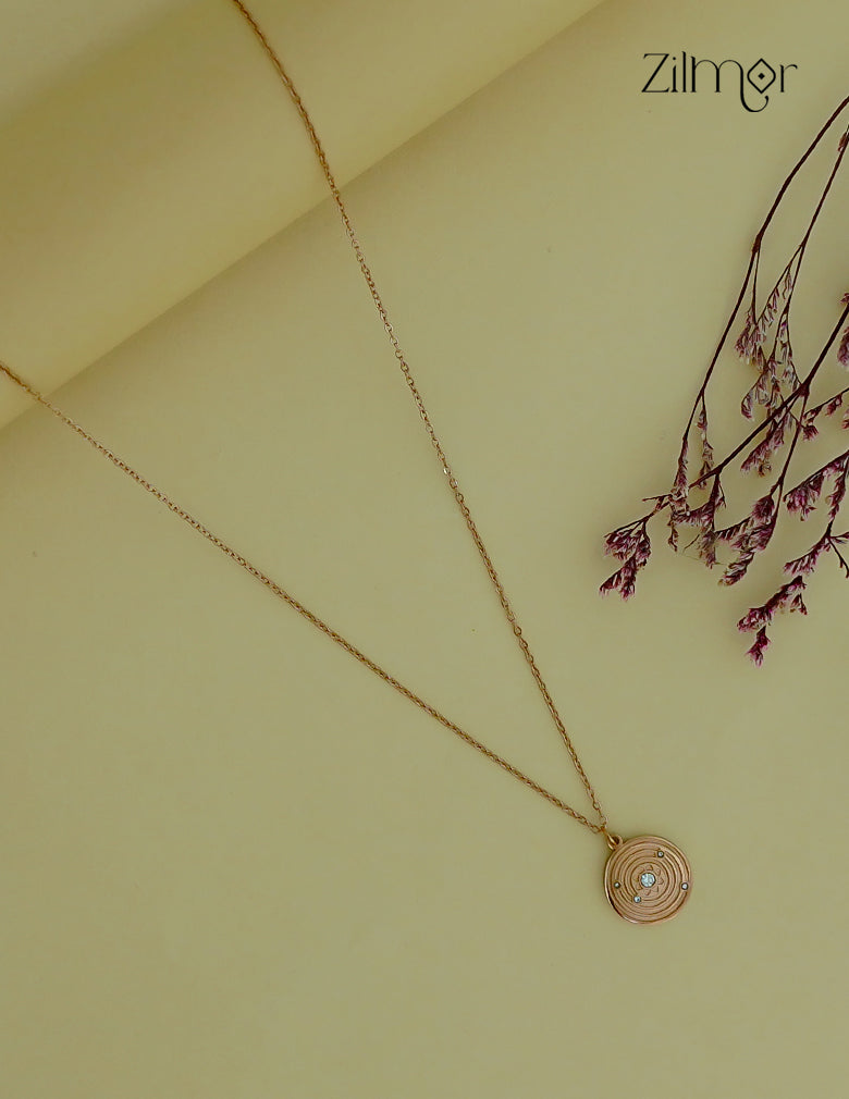 Rose Gold Ad Stone Pendant Simple Necklace-ZF1012108