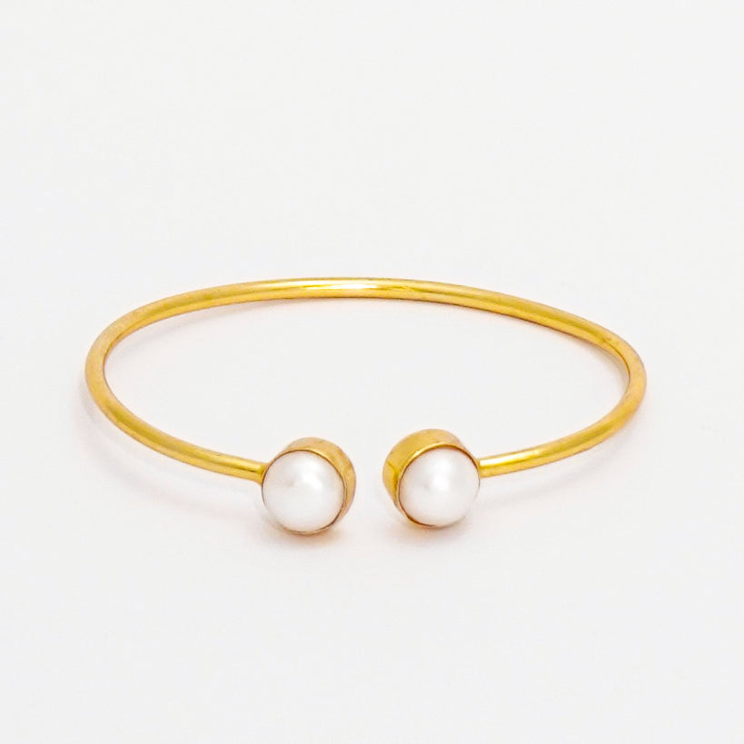 Gold Plated Adjustable Pearl Bangle - AS100425
