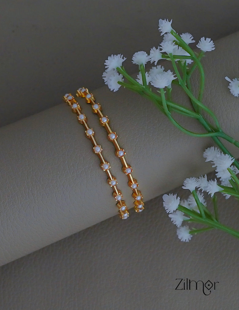 SG1011970 - Gold Plated Pearl Bangle (pair)