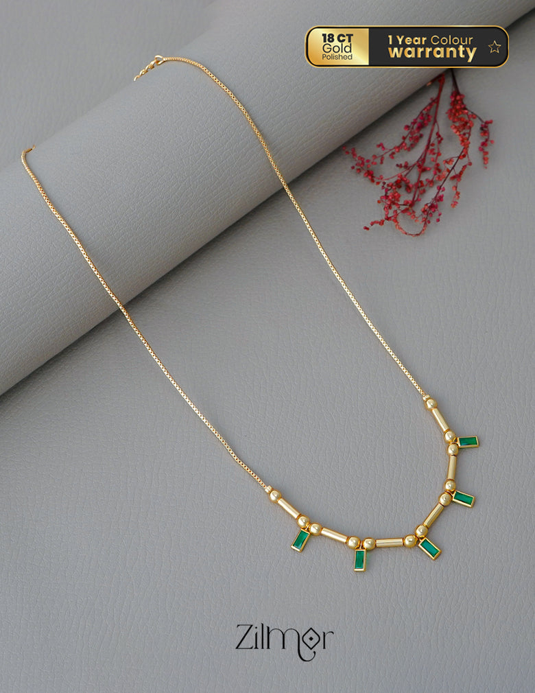 PE1011667  - Gold tone Simple Stone Necklace (color option)