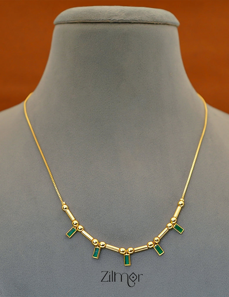 PE1011667  - Gold tone Simple Stone Necklace (color option) 7-Zilmor