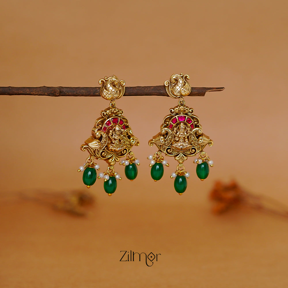 ZL1011437 - Premium Antique  Lakshmi Hanging Earrings