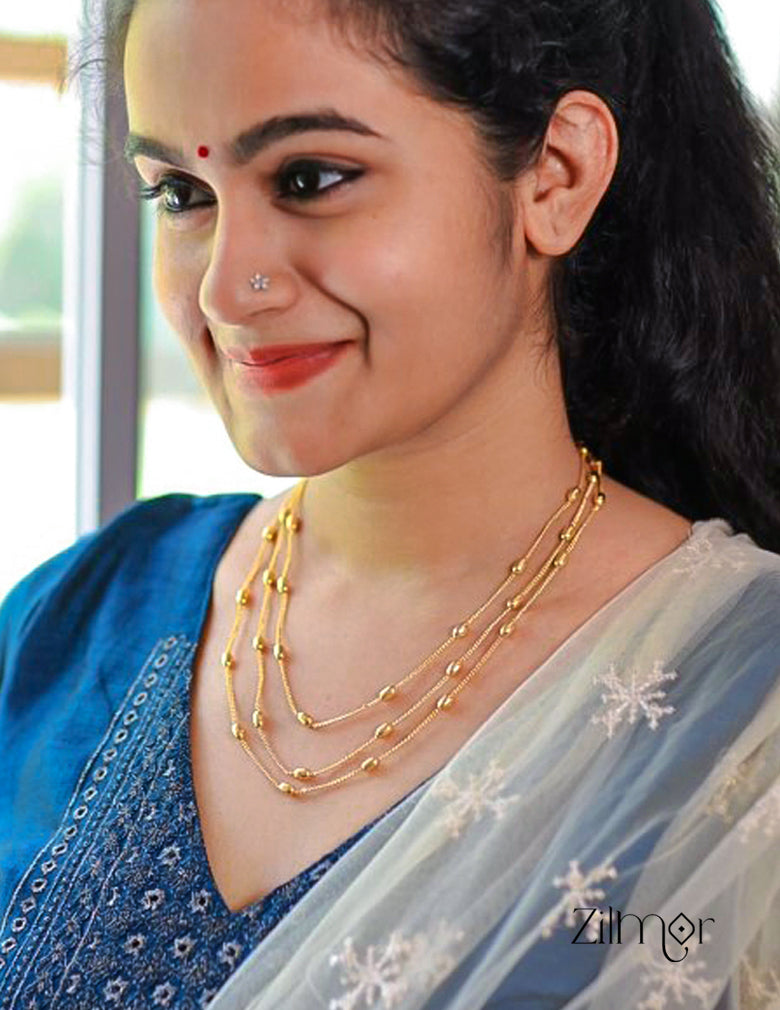 KT1011550 - Gold toned Triple Layered  Necklace 3-Zilmor