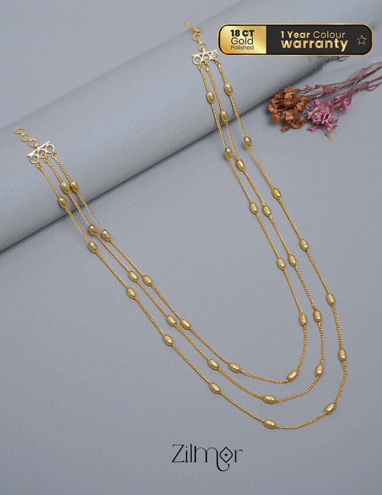 KT1011550 - Gold toned Triple Layered  Necklace 2-Zilmor