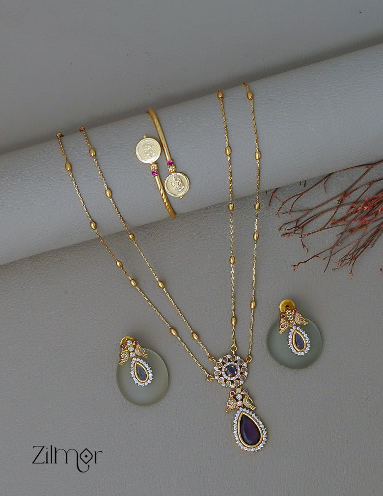 KY1011824 -Antique Double Layer Necklace & Kaashu Bangle combo 1-Zilmor