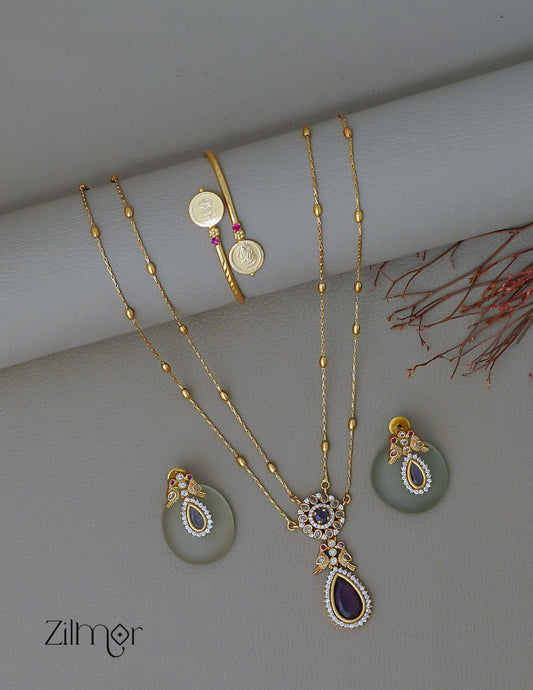 KY1011824 -Antique Double Layer Necklace & Kaashu Bangle combo 1-Zilmor