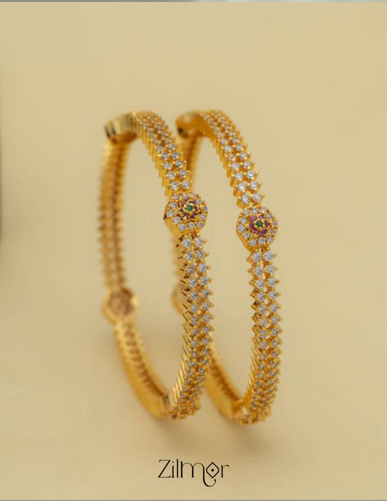 KF101562 - Gold Plated AD Stone Bangle (pair) 2-Zilmor