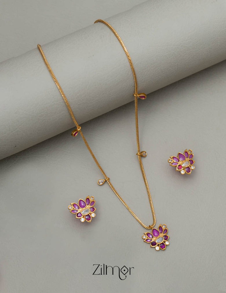 SN101786 -   Antique Kemp Lotus Neckpiece Earrings Set 3-Zilmor