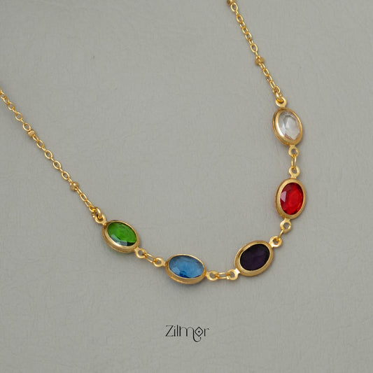 KY101774 - AD Stone Pendant Simple Necklace