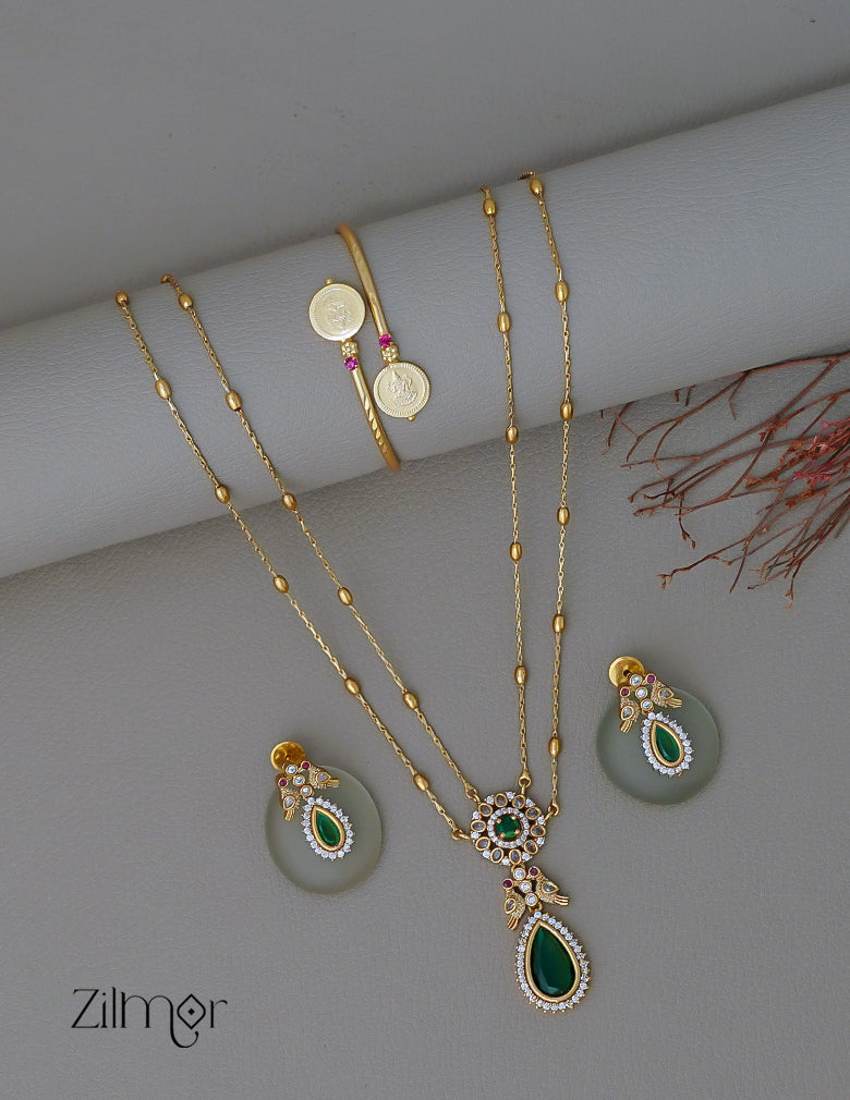 KY1011824 -Antique Double Layer Necklace & Kaashu Bangle combo 2-Zilmor