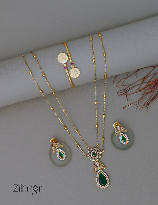 KY1011824 -Antique Double Layer Necklace & Kaashu Bangle combo 2-Zilmor