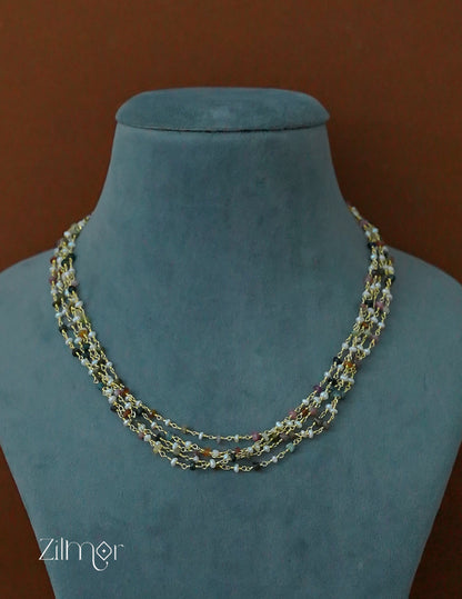 KY1011974- Premium Polished Multi Layer Beaded Chain Necklace