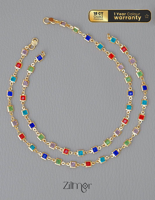 KT1011680 - Semi Precious Stone  pair Anklet(color option) 2-Zilmor