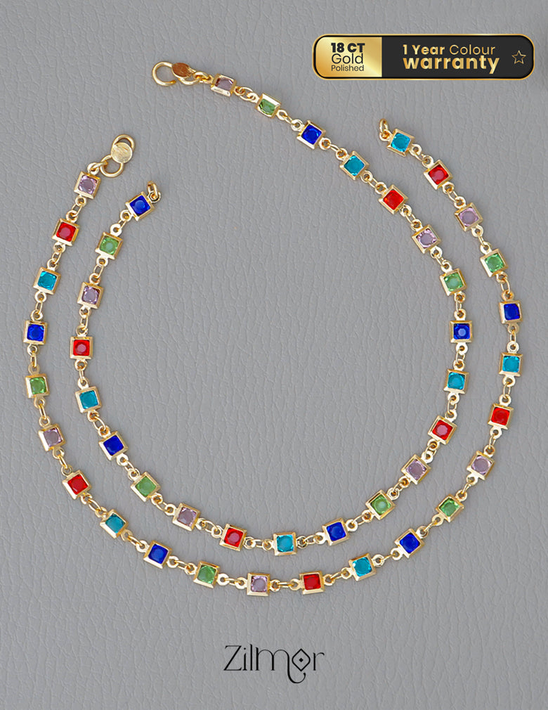 KT1011680 - Semi Precious Stone  pair Anklet(color option) 2-Zilmor