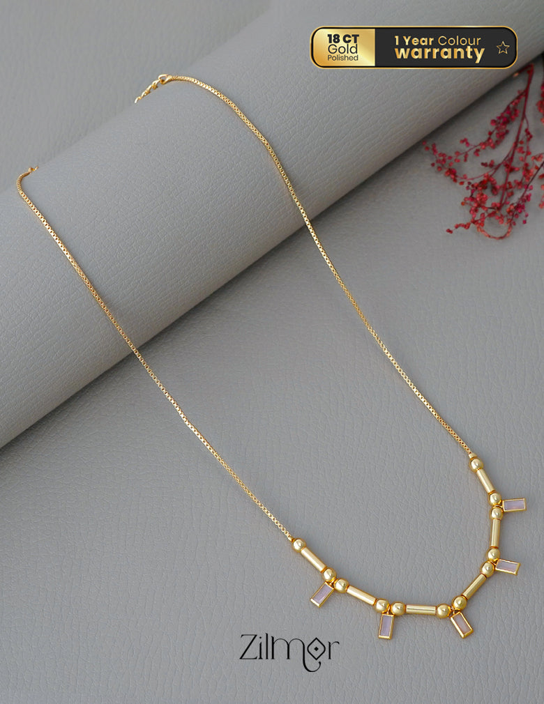 PE1011667  - Gold tone Simple Stone Necklace (color option)