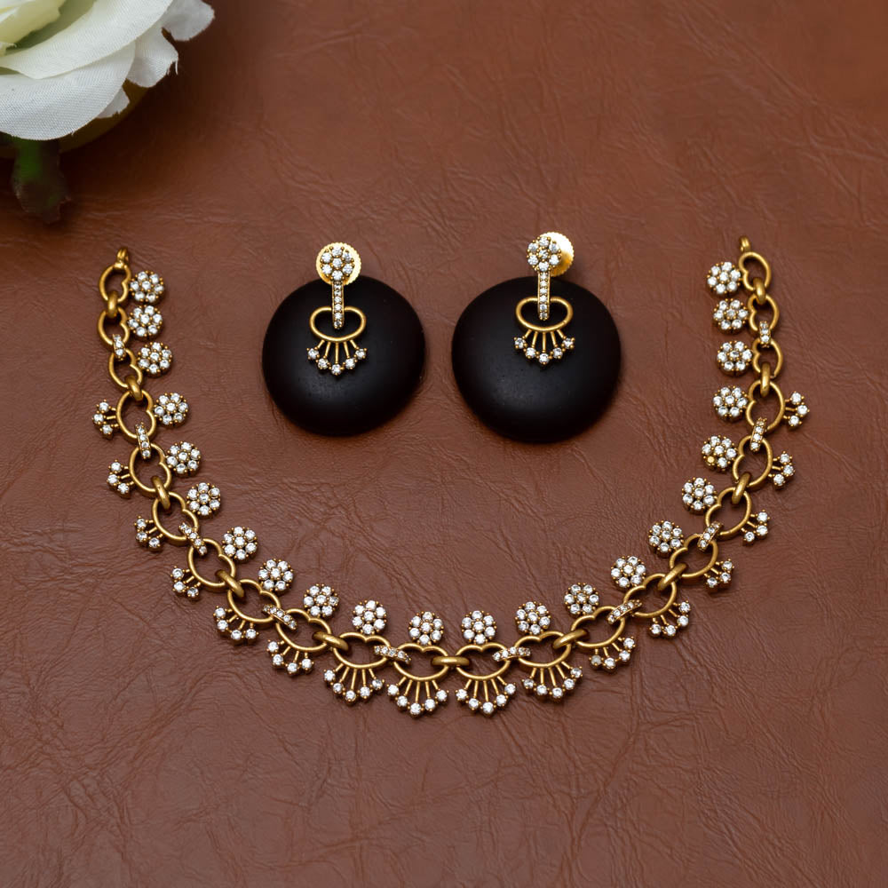 SN101461  -AD Necklace with matching Earrings