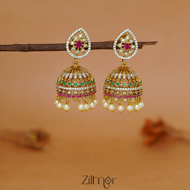 ZL1011435 - Premium Antique  AD Stone Jumkha Earrings