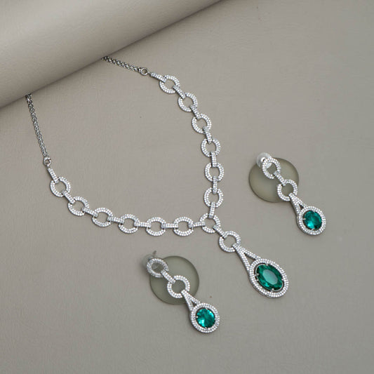 KH101465 - AD Stone Necklace Earrings Set