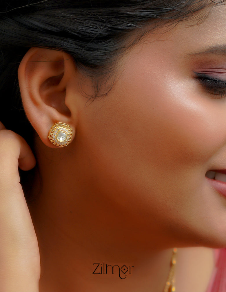 KH1011382 - Moissanite Stone& Jadau Kemp Double Layer Necklace with Earrings 6-Zilmor