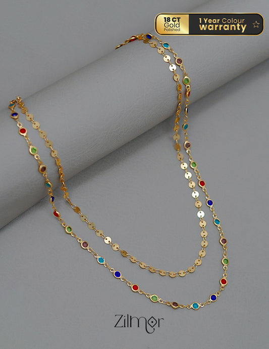 KT1011422 - Gold Tone Semi Precious stone Layered Necklace