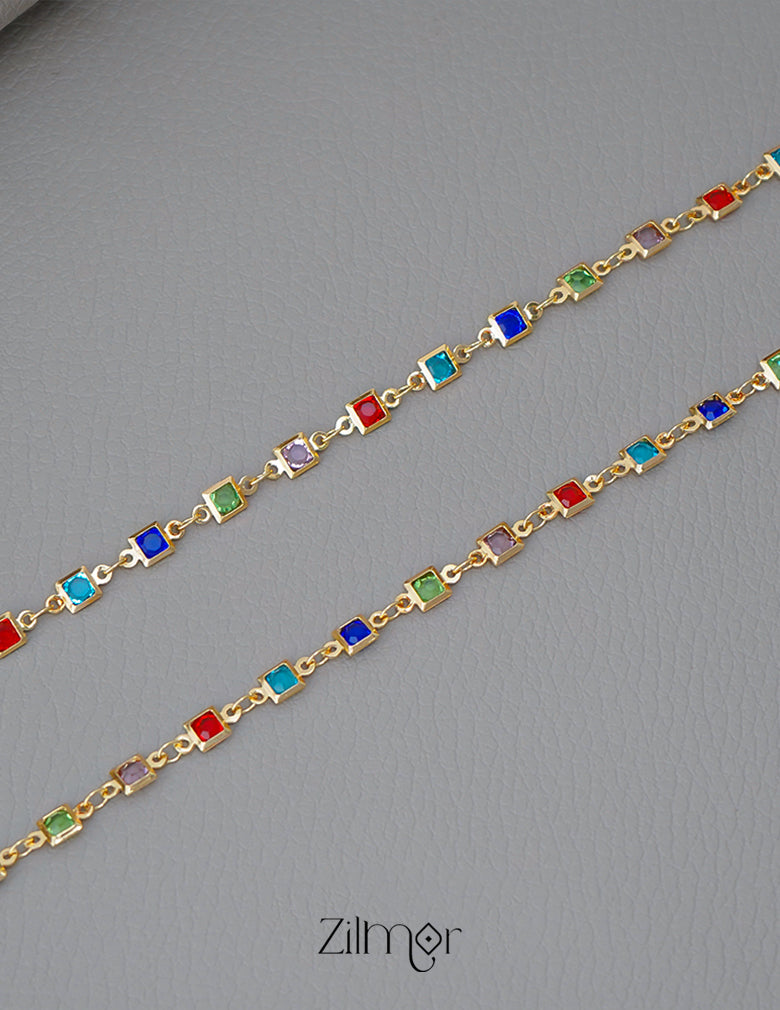 KT1011680 - Semi Precious Stone  pair Anklet(color option) 3-Zilmor