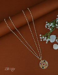 KY1011958 -  Premium Pearl Necklace with Navaratna Stones Pendant 1-Zilmor