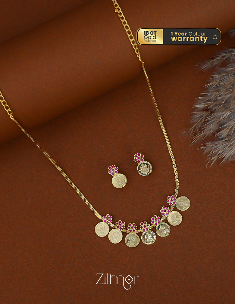 PP1011984- Gold Tone Kaashu Pendant Necklace Earring Set