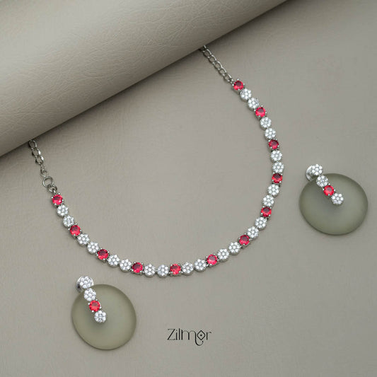 Noalle - American diamond Choker with earrings( colour options)