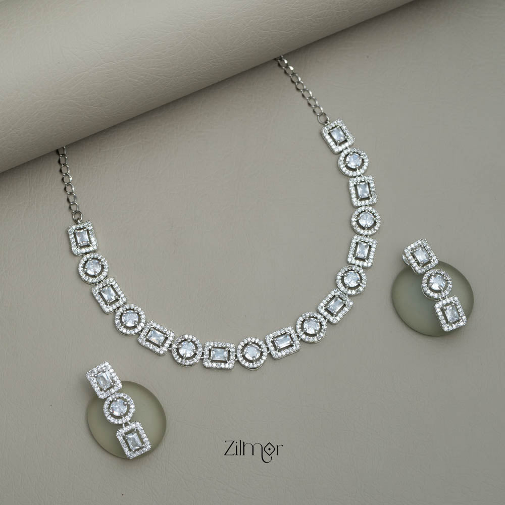 AD Stone Single Layer Necklace Set