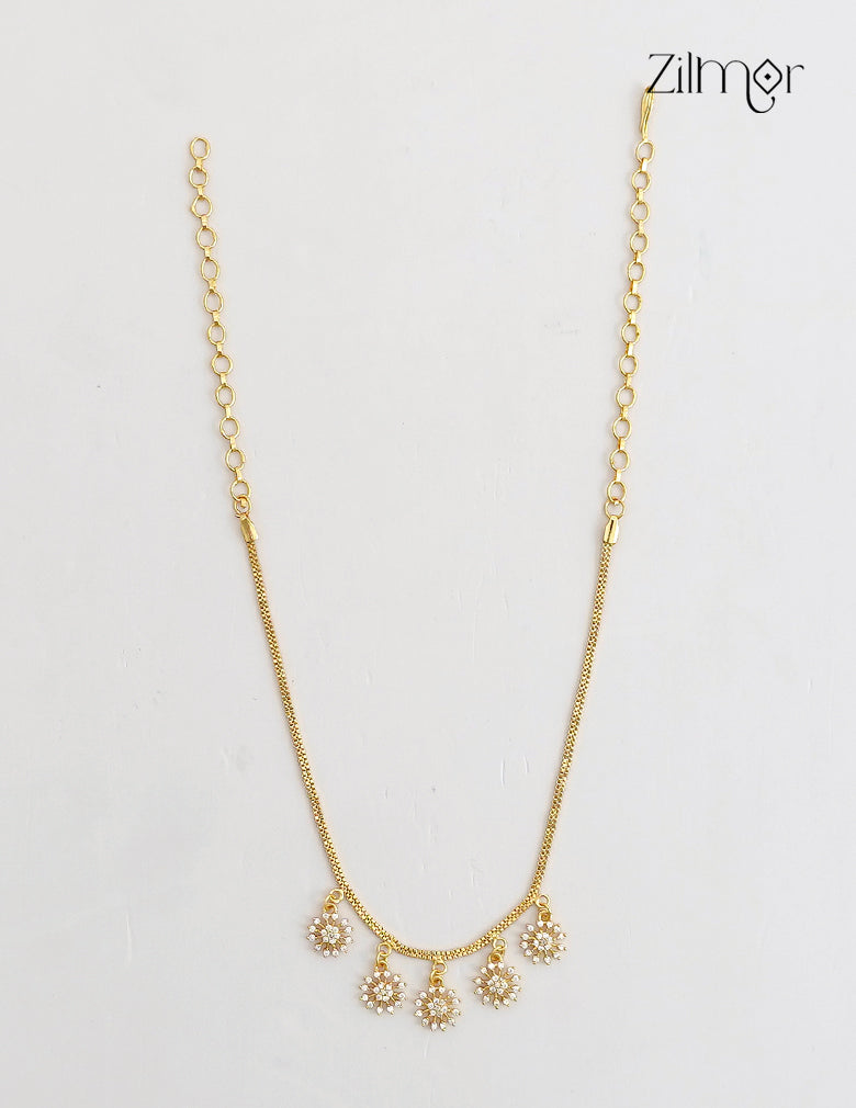 18K Gold Plated AD Flower Charm Drop Necklace - PE1012421