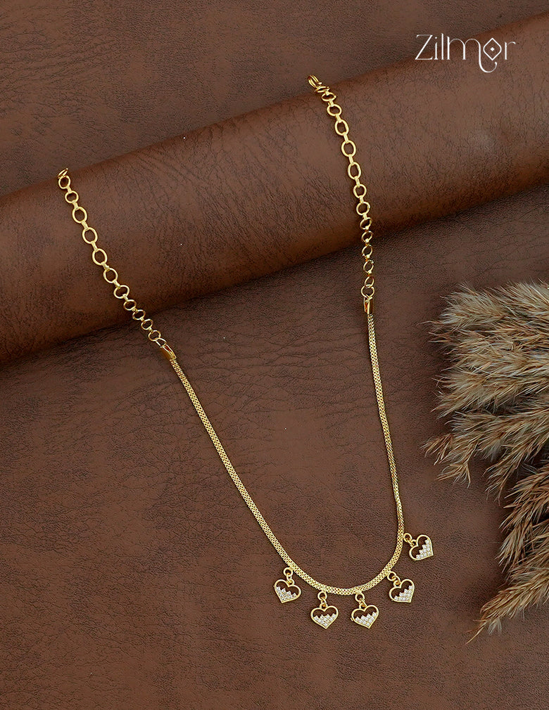 18K Gold Plated AD Heart Charm Drop Necklace - PE1012420